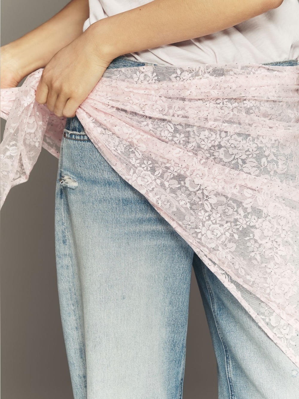 Anthropologie Large Square Lace Scarf Purse Bag Neckerchief Bandana New Pink